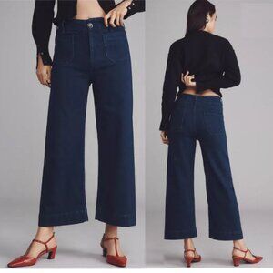 Anthropologie Maeve Colette Crop High-Rise Wide-Leg Jeans Size 27 Blue